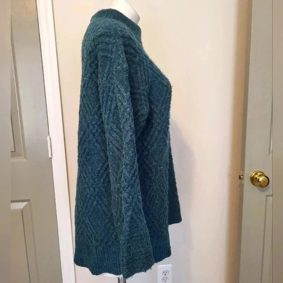 Soft Surroundings Mixed Texture Tres Doux Pullover Sweater In Ocean Heather(S) - Picture 4 of 9